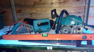 A chainsaw & electric plane etc.