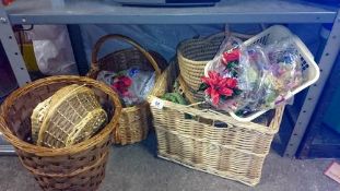 A quantity of basket ware & artificial flowers etc