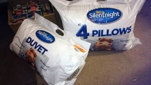 4 brand new silent night pillows & a duvet