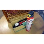 A foot pump & fire extinguisher