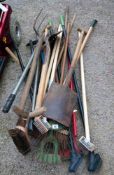 A large quantity of garden tools etc.