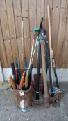 A quantity of garden tools etc.