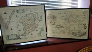 A framed & glazed Isle of Scilly shipwrecks & framed & glazed map ( glass a/f )