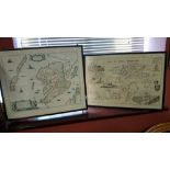 A framed & glazed Isle of Scilly shipwrecks & framed & glazed map ( glass a/f )