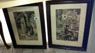 A pair of framed & glazed Edwardian nostalgic prints