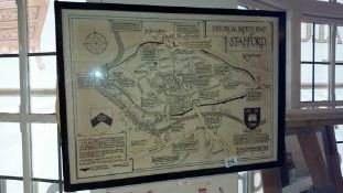 A framed & glazed Historical sketch map of Stafford