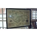 A framed & glazed Historical sketch map of Stafford