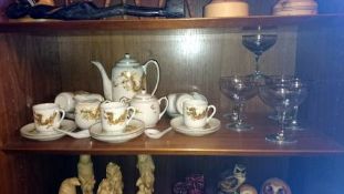 A quantity of Oriental tea ware & 6 Babycham glasses