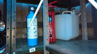 2 extinguishers & a water cannister