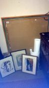 6 various prints & oils & a large glazed picture frame