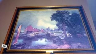 A wood framed picture 'farm scene'