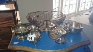 A quantity of silver plate including fruit basket