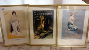 3 framed 7 glazed Schweppes pictures