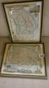 2 framed & glazed maps of Lincolnshire & Norfolk