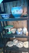 3 shelves of misc. china