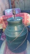 Milk churn made into a table lamp