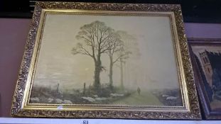 A gilt framed picture 'forest scene'?