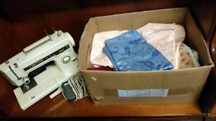 A Frister Rossman Extreme sewing machine & a box of sewing materials