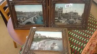 3 framed & glazed tinted pictures of London