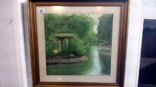 A framed & glazed print 'water scene' signed R./ Riley 1983