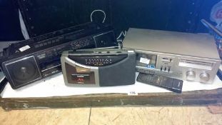 A Hitachi radio cassette player, Alba radio & 1 other