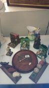 A quantity of miscellaneous including bookends & clock etc.