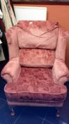 A pink armchair