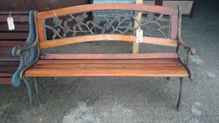 Garden bench with cast iron ends