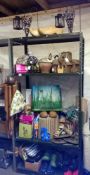 A large quantity of garden items including bird nesting boxes, tea lights & crocs etc (4 shelves)