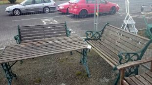 2 garden benches and a garden table