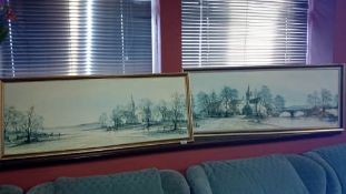 A pair of landscape prints