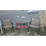 2 garden seats and a childs bench
