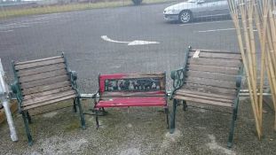 2 garden seats and a childs bench