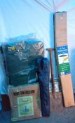 A quantity of garden equipment including parasol etc.