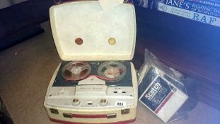 A 1960's Fidelity reel to reel tape recorder & tape