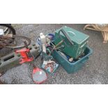 Quantity of tools inc. drill stand, bottles etc