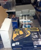 A new Clarke 6'' bench grinder & other tools in boxes Including nailer