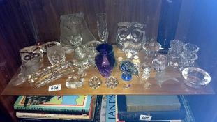 A quantity of glass items including owls & vases etc.