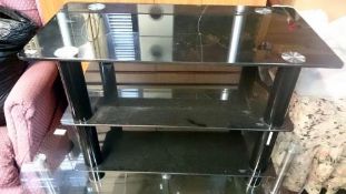 A black smoked glass coffee table