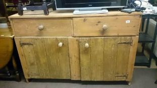 A large Victorian pine dresser base