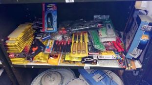 A quantity of tools including chisels & glue gun etc.