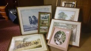 A quantity of framed & glazed pictures & a mirror