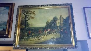 A large gilt framed hunting scene