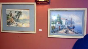 2 framed & glazed pictures 'coastal scenes'