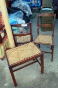 2 cane seated chairs and a stool