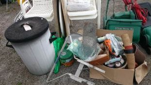 A dustbin & mixed garden items