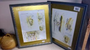 A pair of framed and glazed gothic prints