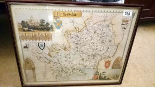 A framed and glazed map of Hertfordshire