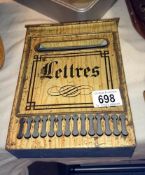 A French tin plate toy letter box