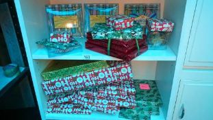 2 shelves of unopened Christmas gifts